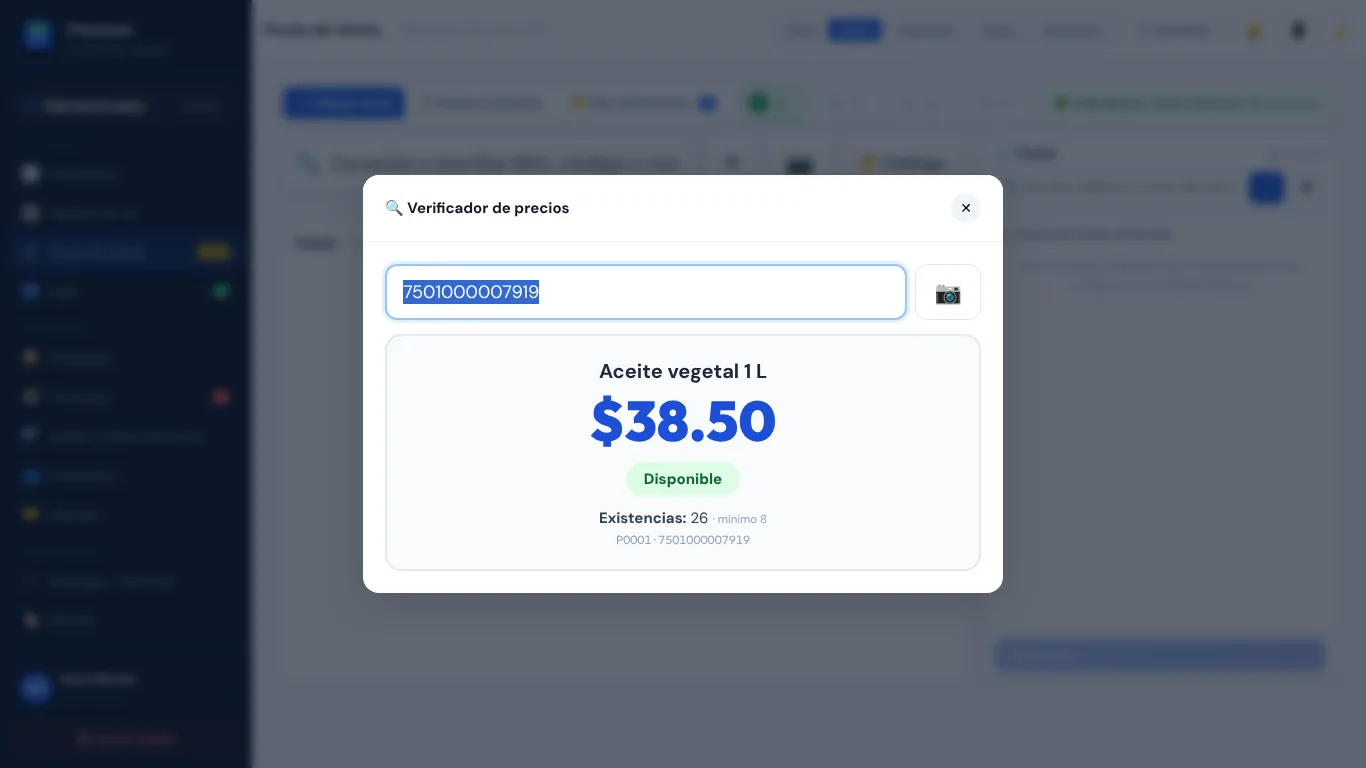 Verificador de precios de PVsistem